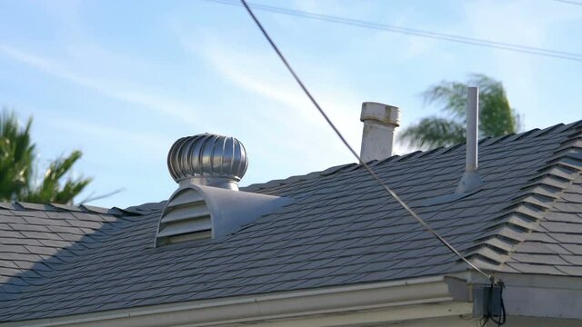 Air ventilator on the roof in 4K slow motion 60fps