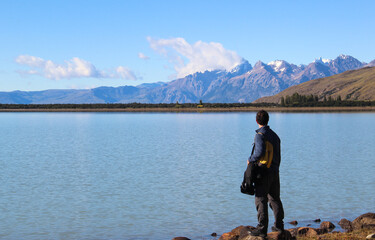 I reflecting the grandeur and beauty of Lake Argentino in Patagonia