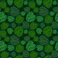 Naklejka na ściany i meble Seamless monstera pattern in green colors
