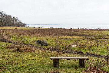 Coastal resting place with a bench