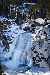 Fototapeta na wymiar Yellowstone Upper Falls Frozen