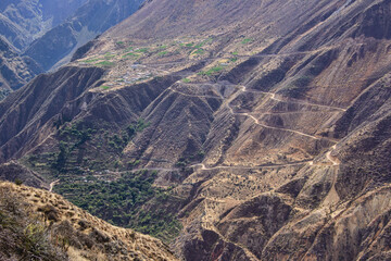 Switchbacks in the Sangalle Oasis in the Colca Canyon, Peru