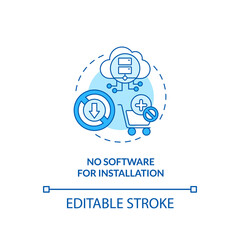 No software for installation concept icon. SaaS benefit idea thin line illustration. Cross-platform and universally accessible app. Vector isolated outline RGB color drawing. Editable stroke