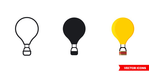 Balloon icon of 3 types color, black and white, outline. Isolated vector sign symbol.