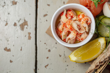 Scandinavian seafood planner - smoked salmon, gravalax, lobster tails, boiled eggs