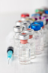 Medicine in vial , ready for vaccine injection.  healthcare and medical concept vaccination.