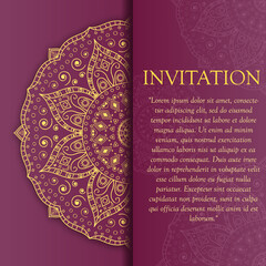 Invitation card with a round pattern. Vector illustration.
