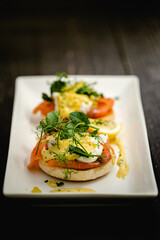 Eggs Benedict with smoked salmon and hollandaise sauce
