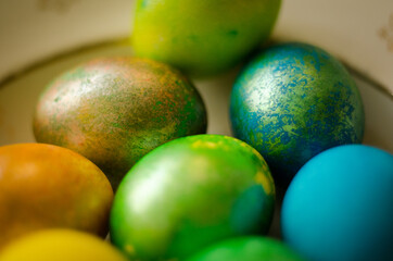 Easter. Multicolored Easter eggs. Easter day. 