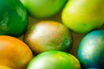 Easter. Multicolored Easter eggs. Easter day. 
