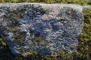 Weathered granite Cornwall lichen And grass