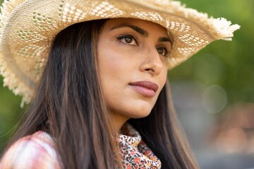 Beautiful Asian Indian woman cowgirl 