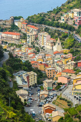 Fototapeta premium Beautiful view of Riomaggiore, a village in province of La Spezia, Liguria, Italy.