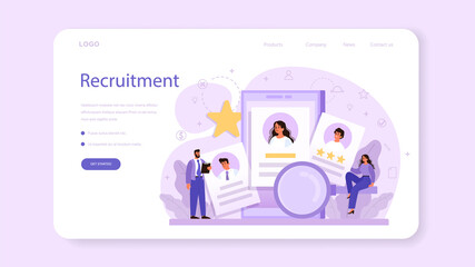 Recruitment web banner or landing page. Idea of employment