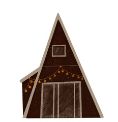 Wooden cabin. Illustration on white isolated background 