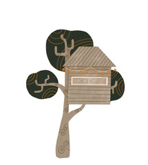 Tree house. Abstract illustration on white background 