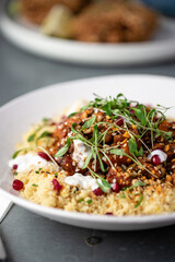 Moroccan tagine with aubergine and citrus couscous