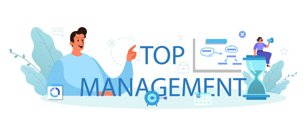 Top management typographic header. Successful strategy, motivation