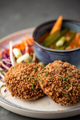 Thai fishcakes with spicy dip - modern cuisine