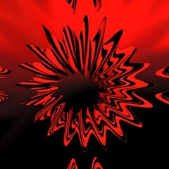 intricate abstract 3D designs based upon a red and black mobius ring