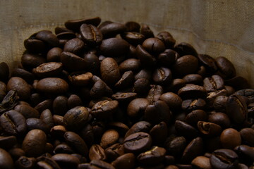 coffee beans on burlap