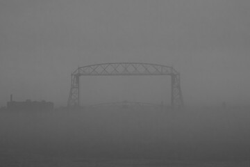 Duluth Aerial Lift Bridge In Fog