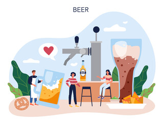 Beer concept. Craft beer production, brewing process. draught