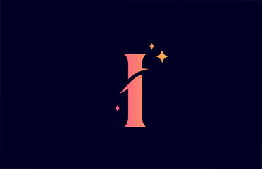I yellow pink gradient alphabet letter logo for company with stars. Branding for lettering and identity. Creative template design for business icon