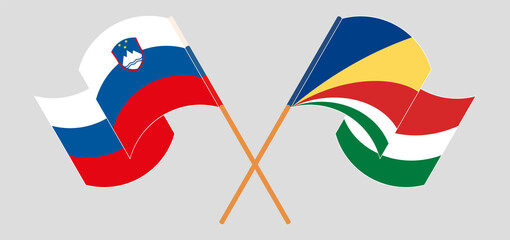 Crossed flags of Slovenia and Seychelles