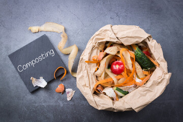 Kitchen leftovers for recycling and composting, garbage sorting, zero waste