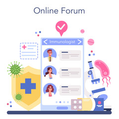 Professional immunologist online service or platform. Idea of healthcare,
