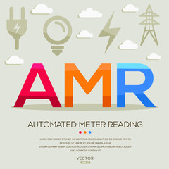 AMR mean (Automated meter reading) Energy acronyms ,letters and icons ,Vector illustration. - obrazy, fototapety, plakaty