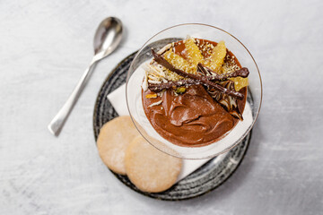 Martini glass full of chocolate orange mousse