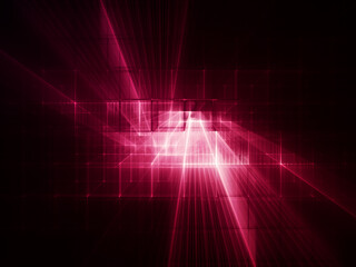 Abstract red and black background. Fractal graphics 3d illustration. Technology and science concept.