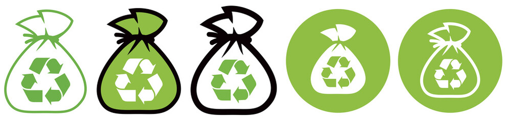 ICÔNE RECYCLAGE SAC POUBELLE COLORÉ
