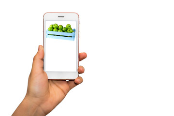 mobile phone fruit order white background