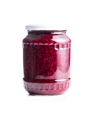 Red sauerkraut. Sour pickled cabbage