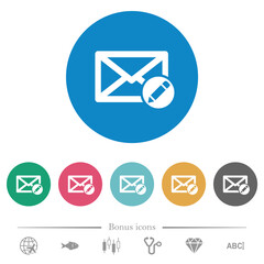 Write mail flat round icons