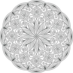 Black and white mandala vector isolated on white. Vector hand drawn circular decorative element