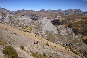 Beautiful view from the top of the Cancanapunta pass on the Cordillera Huayhuash circuit, Ancash, Peru