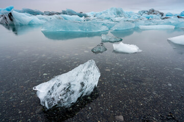 Large chunk of ice at Jokulsarlon Glacier Lagoon, Iceland