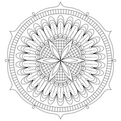 Black and white mandala vector isolated on white. Vector hand drawn circular decorative element