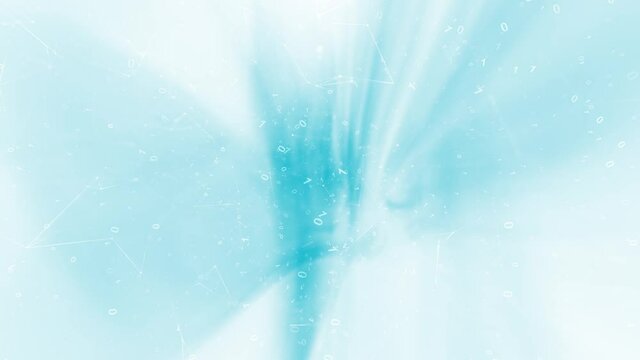 Abstract shining compter network binary code on bright blue background.