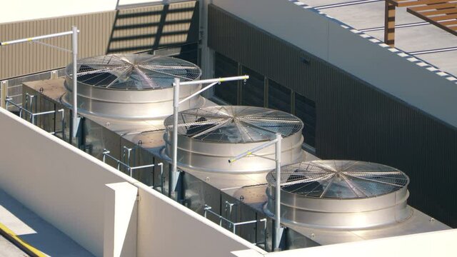 Air ventilators on the roof in 4K
