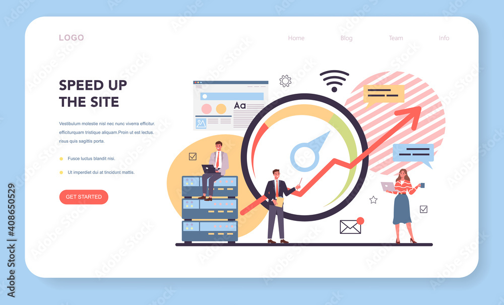 Sticker website technical support web banner or landing page. idea