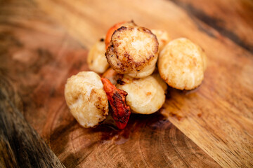Freshly cooked scallops fine dining cuisine