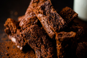 Homemade chewy chocolate brownies