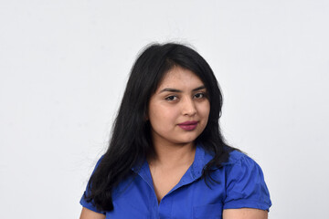 Fototapeta premium portrait of a latin american woman on white background