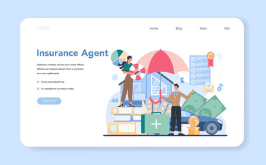 Insurance agent web banner or landing page. Idea of protection