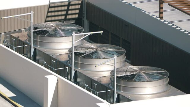 Air ventilators on the roof in 4K